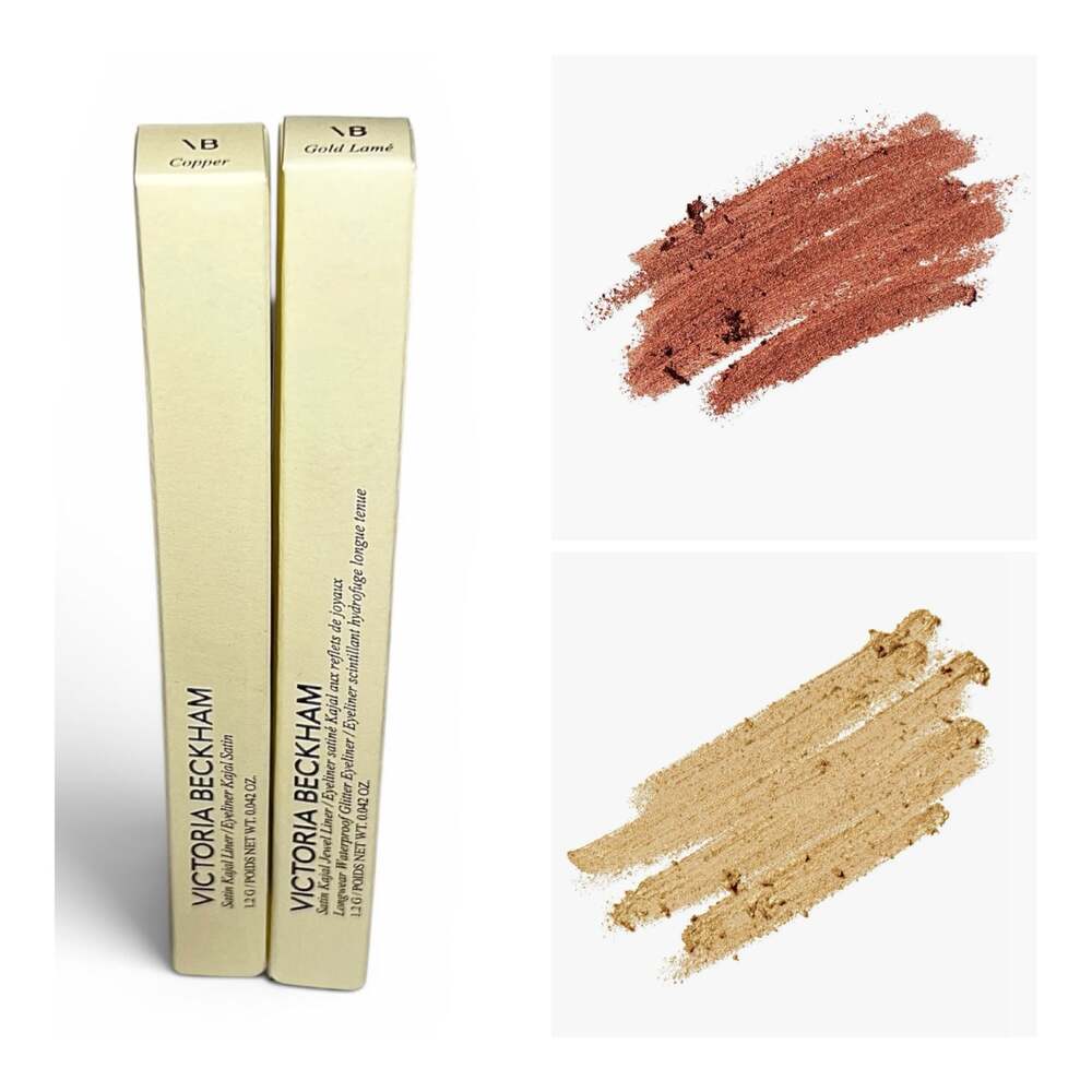 Victoria Beckham Satin Kajal Liner Set - Copper and Gold Lamé. MSRP $72!
